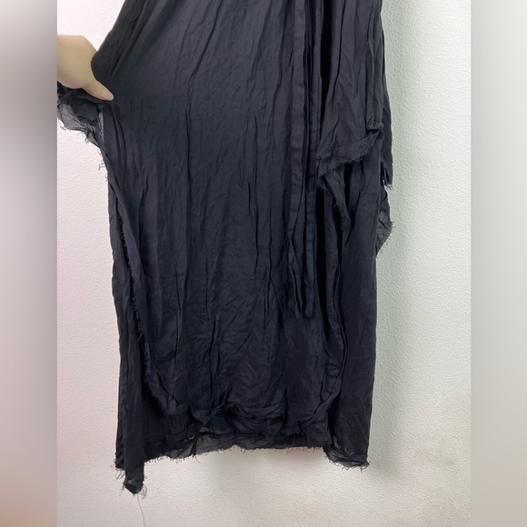 R. Vivimos Black Dress Small Boho Flowy Midi/Maxi Dress High Low Hem V Neck - Picture 8 of 9